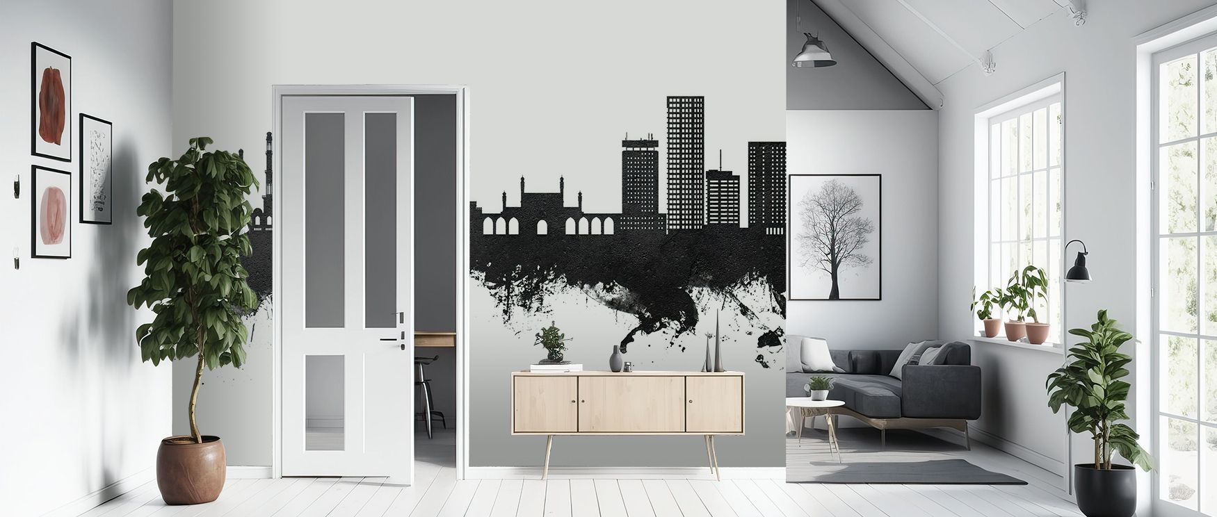 Kabul Afghanistan Skyline Black & White Wallpaper reflects identity, layering silhouettes into monochrome contrasts. Its palette conveys pride, surrounding interiors with sophistication. Walls glow with resonance, making homes refined reflections of herit