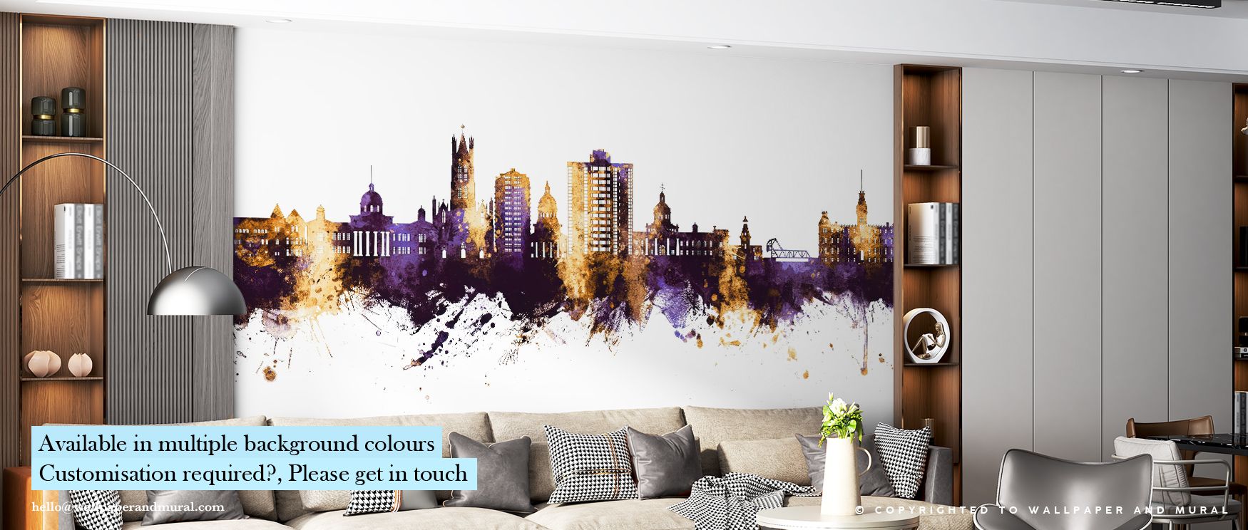 In Kingston Canada Skyline Purple & Gold Wallpaper, silhouettes glow with regal charm. Its palette conveys balance, surrounding interiors with resonance. Walls glow with sophistication, turning living rooms or lofts into metropolitan showcases filled with