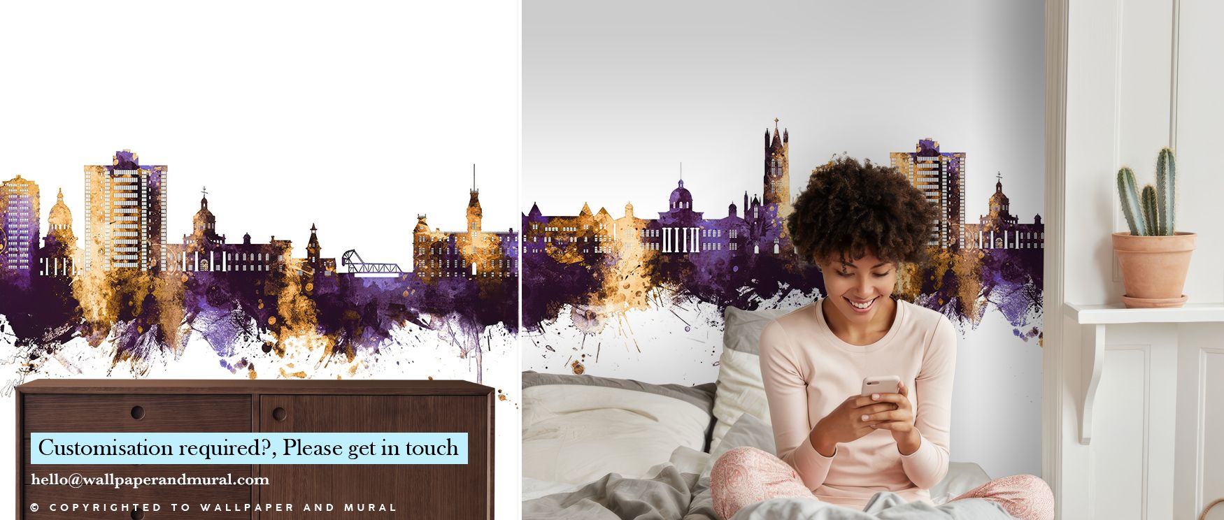 Kingston Canada Skyline Purple & Gold Wallpaper radiates refinement, layering forms into regal tones. Its palette conveys strength, surrounding interiors with resonance. Walls glow with elegance, turning spaces into luminous reflections of heritage. This 