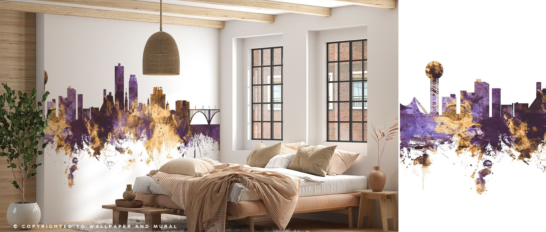 Knoxville Tennessee Skyline Purple & Gold Wallpaper embodies refinement, layering silhouettes into rhythmic tones. Its palette conveys pride, surrounding interiors with resonance. Walls glow with cultural presence, turning homes into luminous reflections 
