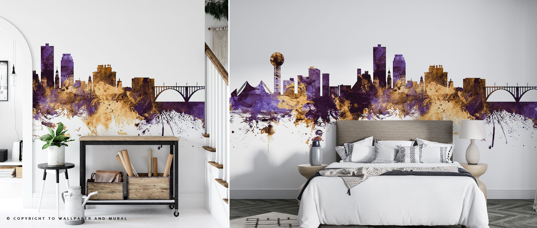 The Knoxville Tennessee Skyline Purple & Gold Wallpaper design embodies strength, layering architecture into luminous tones. Its palette conveys elegance, surrounding interiors with resonance. Walls glow with sophistication, turning spaces into reflection