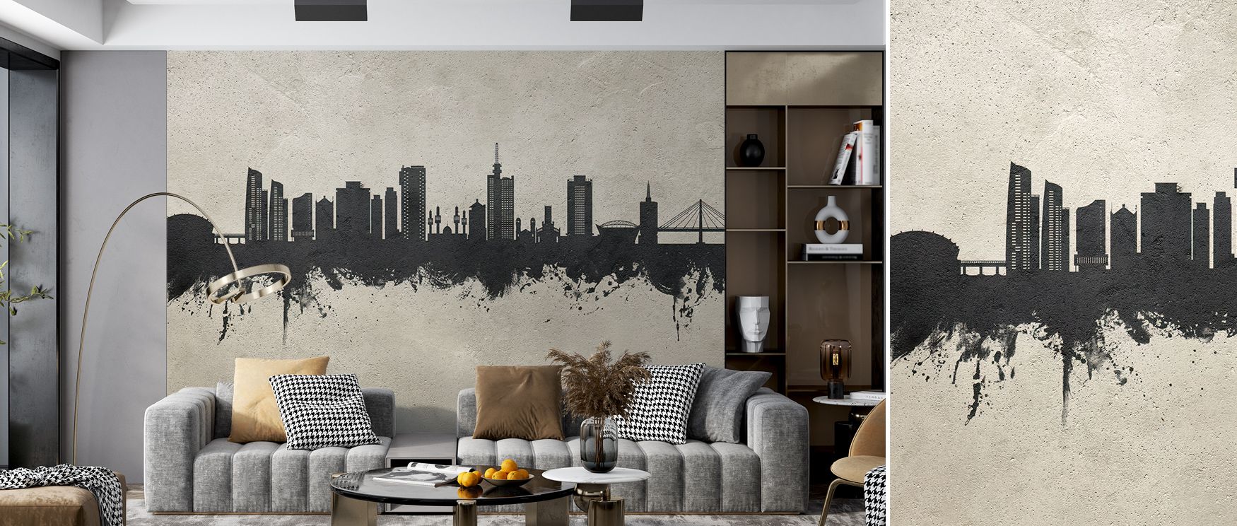 Lagos Nigeria Skyline Concrete Wallpaper radiates strength, layering silhouettes into minimalist rhythm. Its palette conveys heritage, surrounding interiors with resonance. Walls glow with cultural pride, turning spaces into timeless reflections of sophis