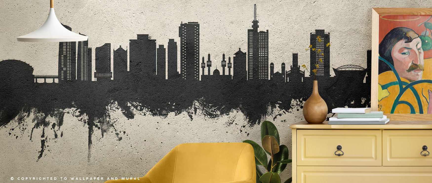 Lagos Nigeria Skyline Concrete Wallpaper reflects heritage, layering architecture into textured tones. Its palette conveys strength, surrounding interiors with resonance. Walls glow with pride, making homes vibrant reflections of metropolitan culture. Thi