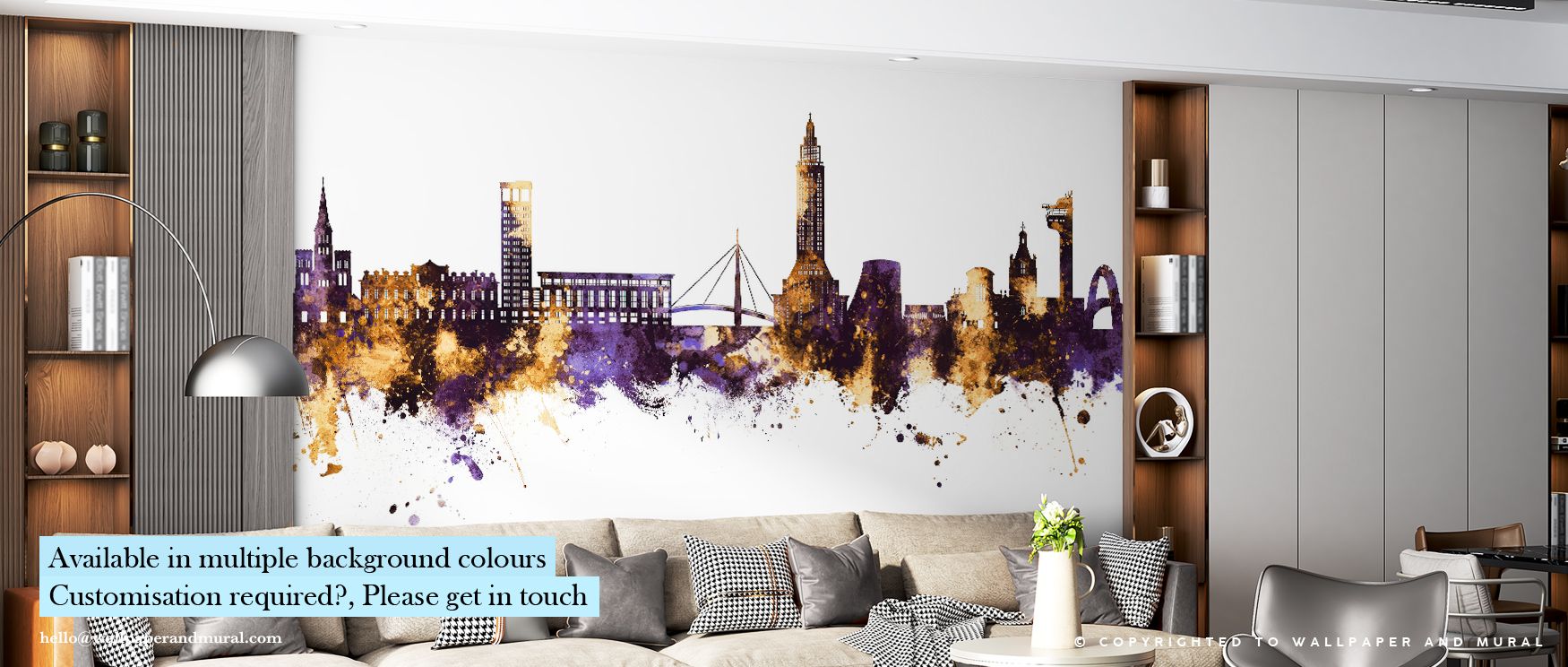 Le Havre France Skyline Purple & Gold Wallpaper conveys elegance, layering architecture into rhythmic tones. Its palette resonates with strength, surrounding interiors with resonance. Walls glow with charm, turning spaces into reflections of heritage. Thi