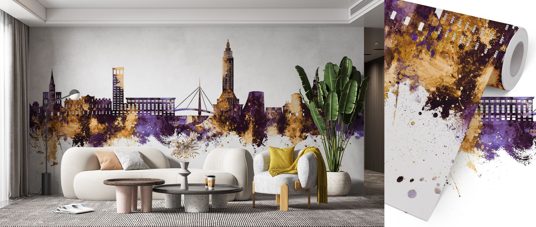 The Le Havre France Skyline Purple & Gold Wallpaper design conveys refinement, layering forms into regal tones. Its palette resonates with cultural pride, surrounding interiors with resonance. Walls glow with sophistication, turning homes into metropolita