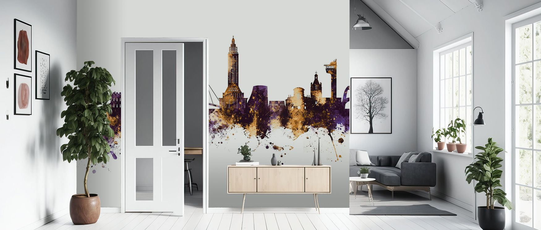 Le Havre France Skyline Purple & Gold Wallpaper conveys strength, layering silhouettes into luminous tones. Its palette resonates with heritage, surrounding interiors with resonance. Walls glow with sophistication, turning homes into regal reflections of 