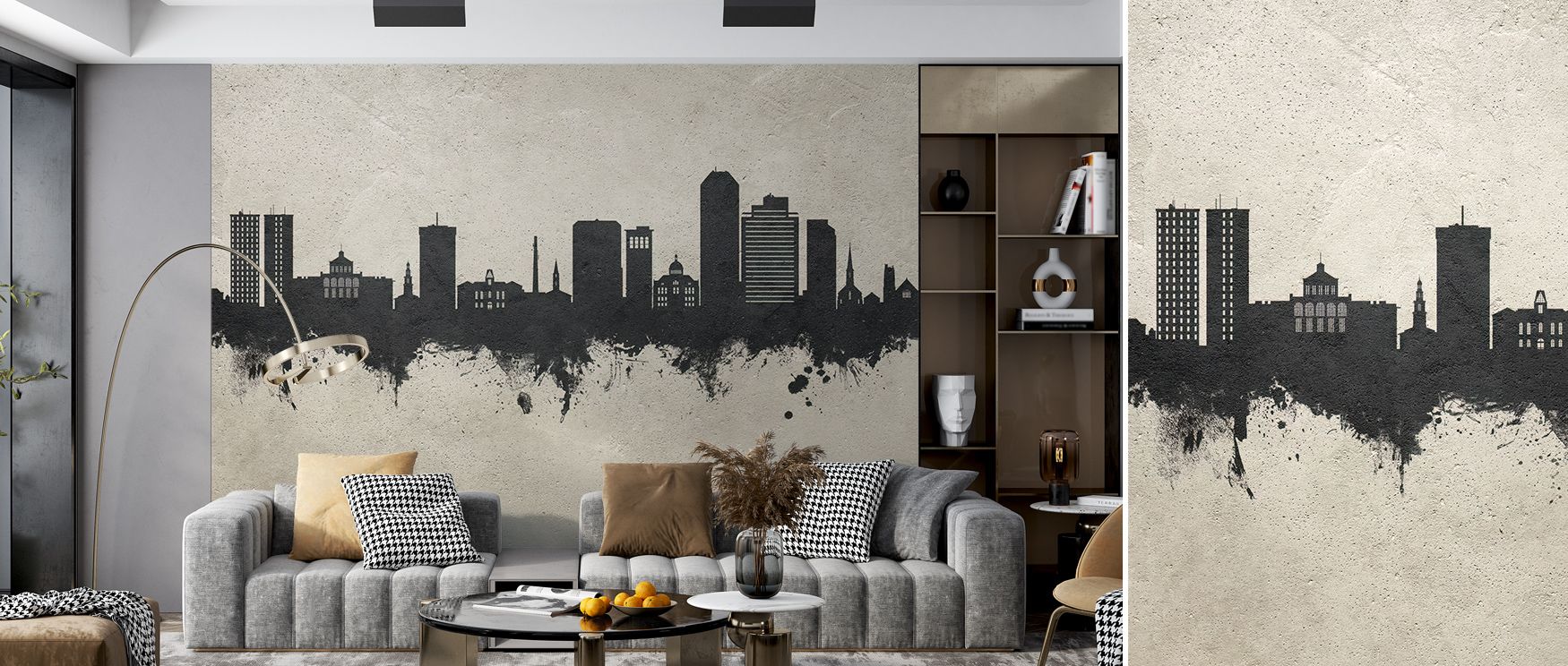 Lexington Kentucky Skyline Concrete Wallpaper radiates refinement, layering forms into minimalist rhythm. Its palette conveys strength, surrounding interiors with resonance. Walls glow with sophistication, turning spaces into reflections of heritage and m