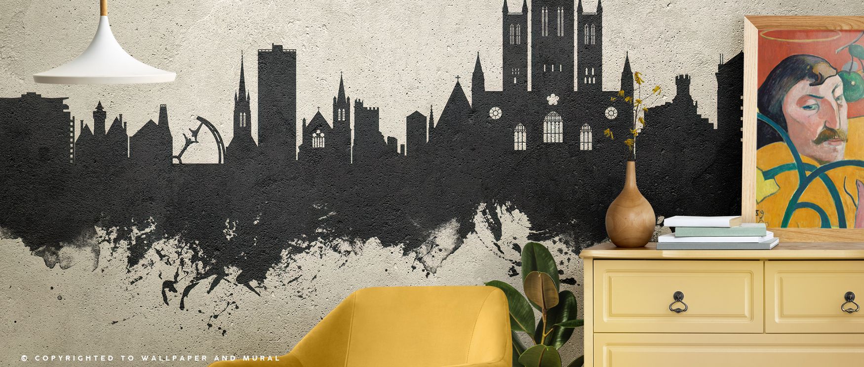 Lincoln England Skyline Concrete Wallpaper embodies cultural pride, layering forms into textured greys. Its palette conveys strength, surrounding interiors with resonance. Walls glow with sophistication, turning homes into modern reflections of identity. 