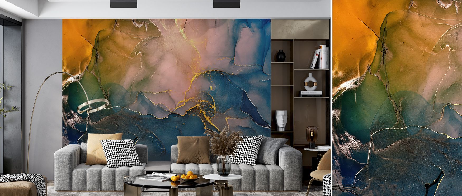 Liquid Gold Wallpaper radiates refinement, layering golden tones into rhythmic hues. Its palette conveys richness, surrounding interiors with resonance. Walls glow with charm, turning homes into luminous reflections of elegance and sophistication.