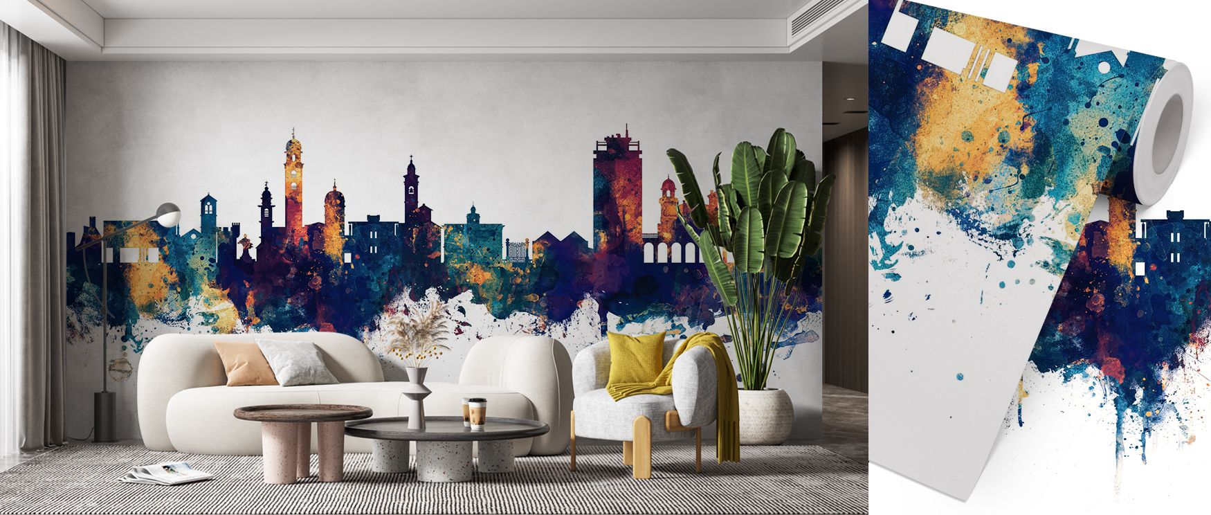 In Lugano Switzerland Skyline Blue & Bronze Wallpaper, each silhouette glows with presence, surrounded by tones that celebrate pride and cultural charm. Bronze warmth radiates alongside deep blue sophistication, creating a balanced atmosphere that enriche