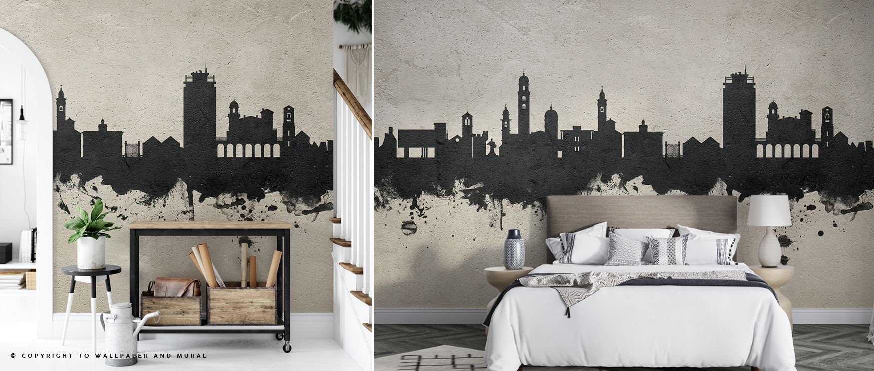 Lugano Switzerland Skyline Concrete Wallpaper embodies modern elegance, layering architectural silhouettes into refined greys. Each detail resonates with sophistication, surrounding interiors with presence. Shadows convey strength, while highlights add su