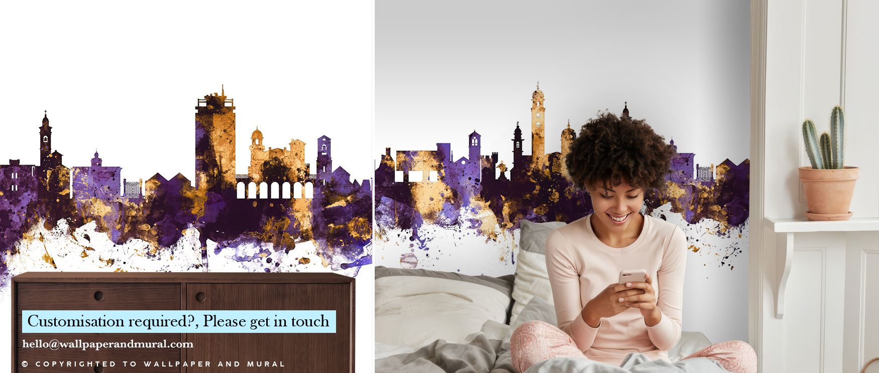 The luminous tones of Lugano Switzerland Skyline Purple & Gold Wallpaper convey cultural heritage through refined contrast. Shadows deepen architectural depth while light introduces golden harmony, surrounding interiors with warmth. Each skyline detail fe