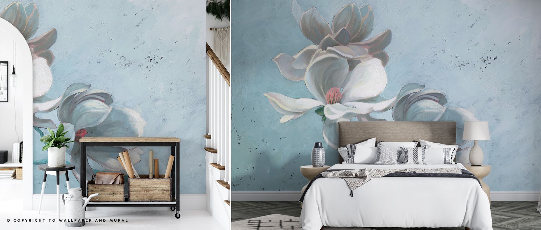 In Magnolia Branch Wallpaper, floral artistry meets serenity through soft gradients and delicate outlines. The petals unfold with quiet balance, enriching interiors with light and tenderness. This design brings warmth and simplicity, enhancing living room