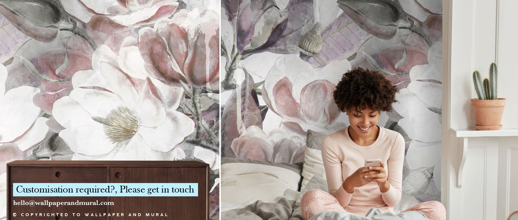 Radiating grace and timeless poise, the Magnolia Art Wallpaper captures magnolias in mid-bloom, harmonizing blush tones with ivory petals that breathe tranquility. The artistic background of misty hues enhances the sense of natural flow, making your space
