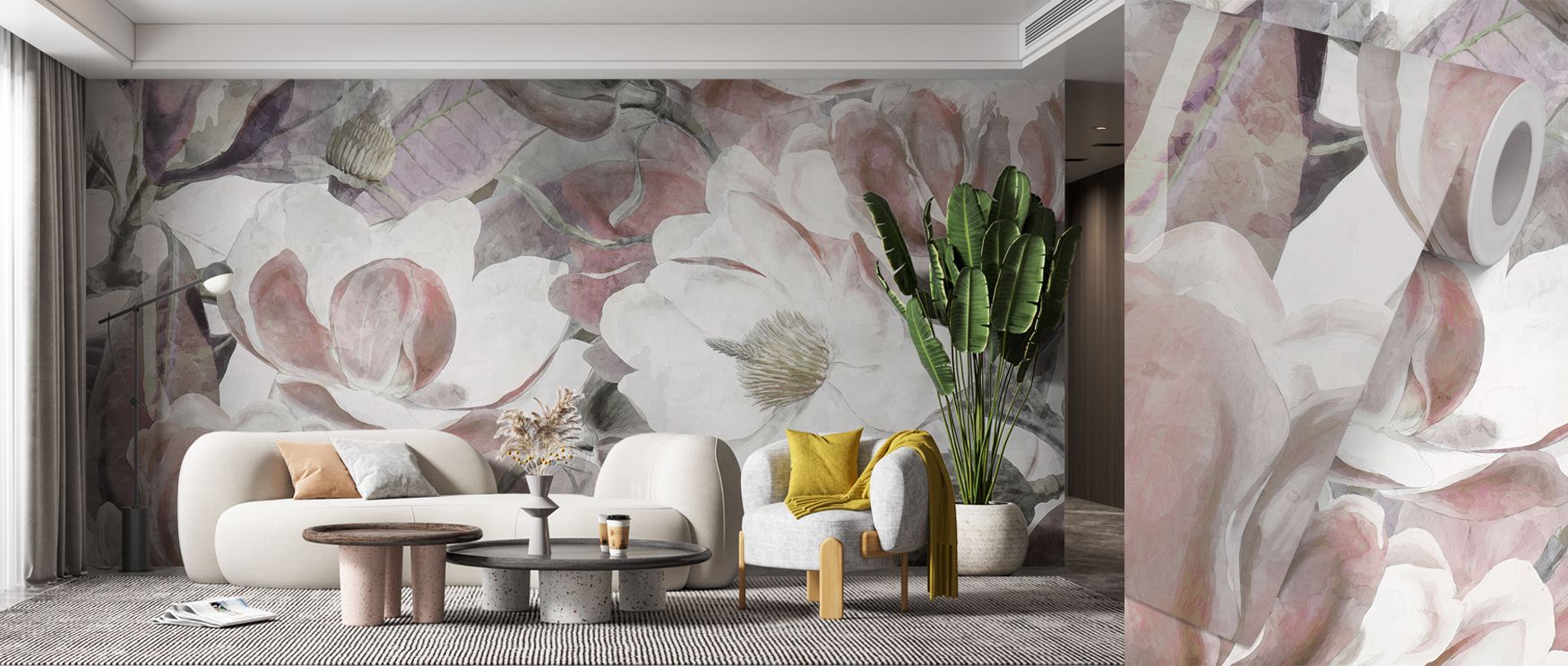 Magnolia Art Wallpaper bathes your walls in muted floral tones, where magnolia blossoms open like whispers of spring. Their subtle elegance creates a space of relaxation and refinement, exuding soft energy through graceful composition and atmospheric ligh