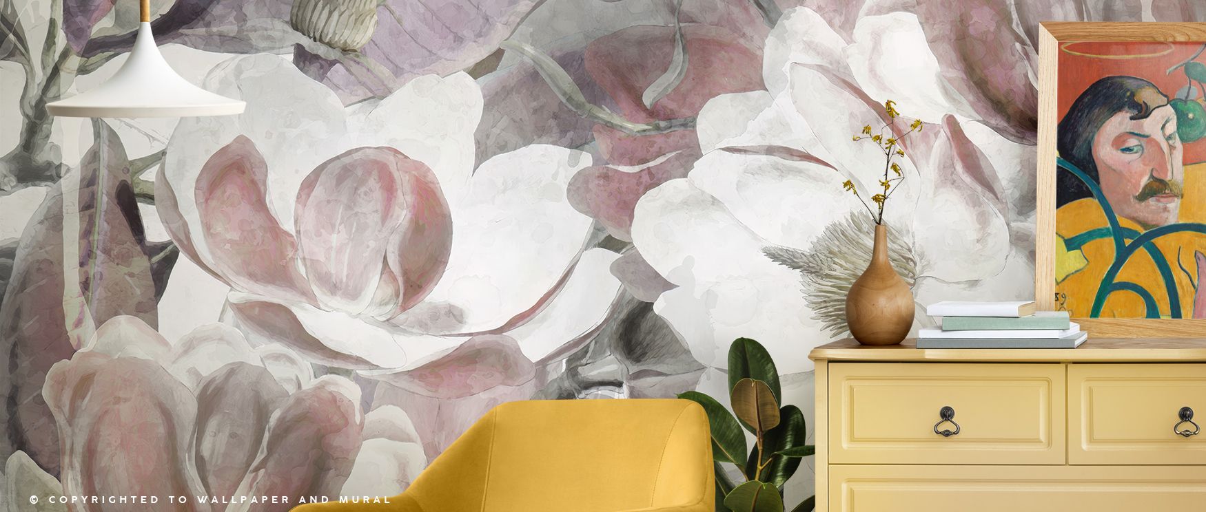 Magnolia Art Wallpaper transforms walls into a gallery of floral elegance, portraying magnolias in full, serene bloom. Each detail reflects craftsmanship and emotional depth, filling rooms with layered tranquility and natural charm that enhances bedrooms,