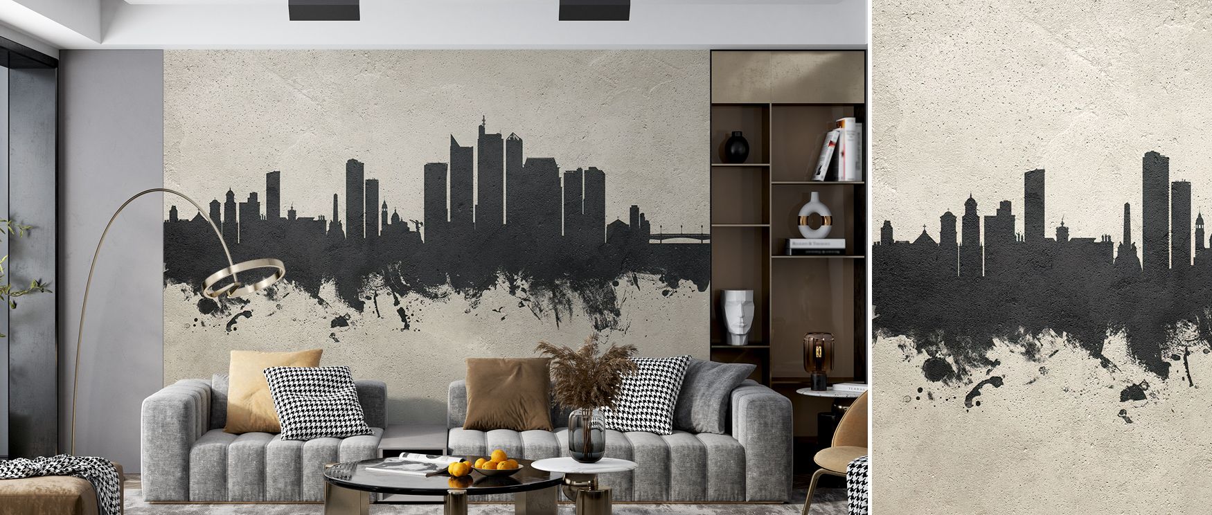 In Manila Philippines Skyline Concrete Wallpaper, architecture becomes serenity. Its structured grey palette conveys confidence, while shadows add depth and texture. Light highlights form, giving rhythm and elegance. Surrounding interiors with calm, it tr
