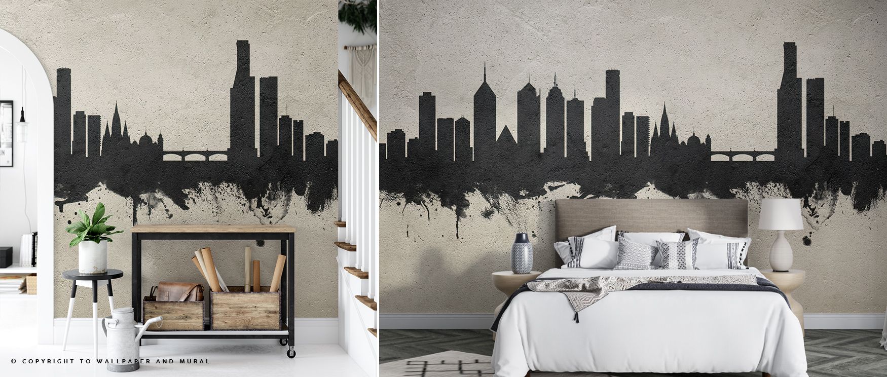 Architectural design meets textural artistry in Melbourne Australia Skyline Concrete Wallpaper, as smooth gradients echo skyline silhouettes, giving walls a subtle motion that evokes modern city sophistication. 