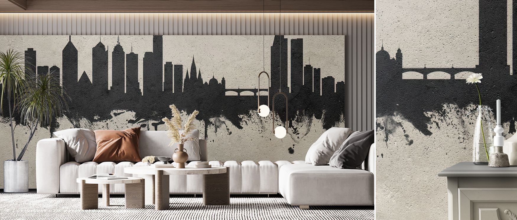A tribute to architecture and abstraction, Melbourne Australia Skyline Concrete Wallpaper merges urban landscapes with tactile artistry, enveloping rooms in contemporary stillness inspired by concrete’s tone and shadow. 