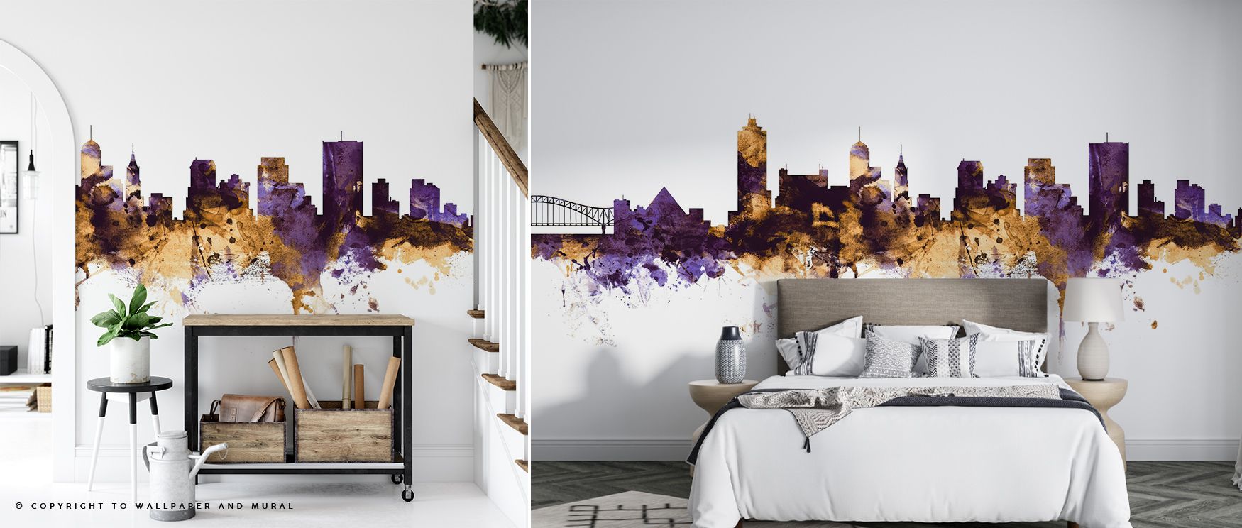 A symphony of elegance defines Memphis Tennessee Skyline Purple & Gold Wallpaper, as purple depth and golden highlights merge to express the city’s sophistication and timeless creative rhythm.