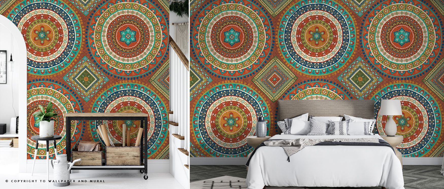 Brilliant streams of turquoise and crimson weave through Mexican Fiesta X, crafting a luminous rhythm that feels spontaneous and poetic. The mural embodies cultural richness through texture and light, offering a vibrant narrative that transforms walls int