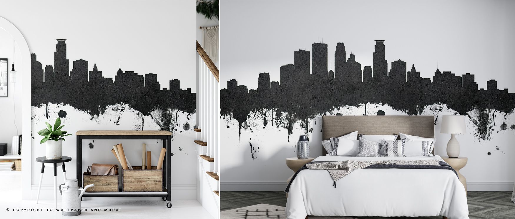 Light dissolves gently through the skyline of Minneapolis, unveiling its details in silver-gray serenity. Each shadow falls with precision, adding architectural rhythm to minimalist spaces. This mural radiates composure, offering interiors a refined atmos