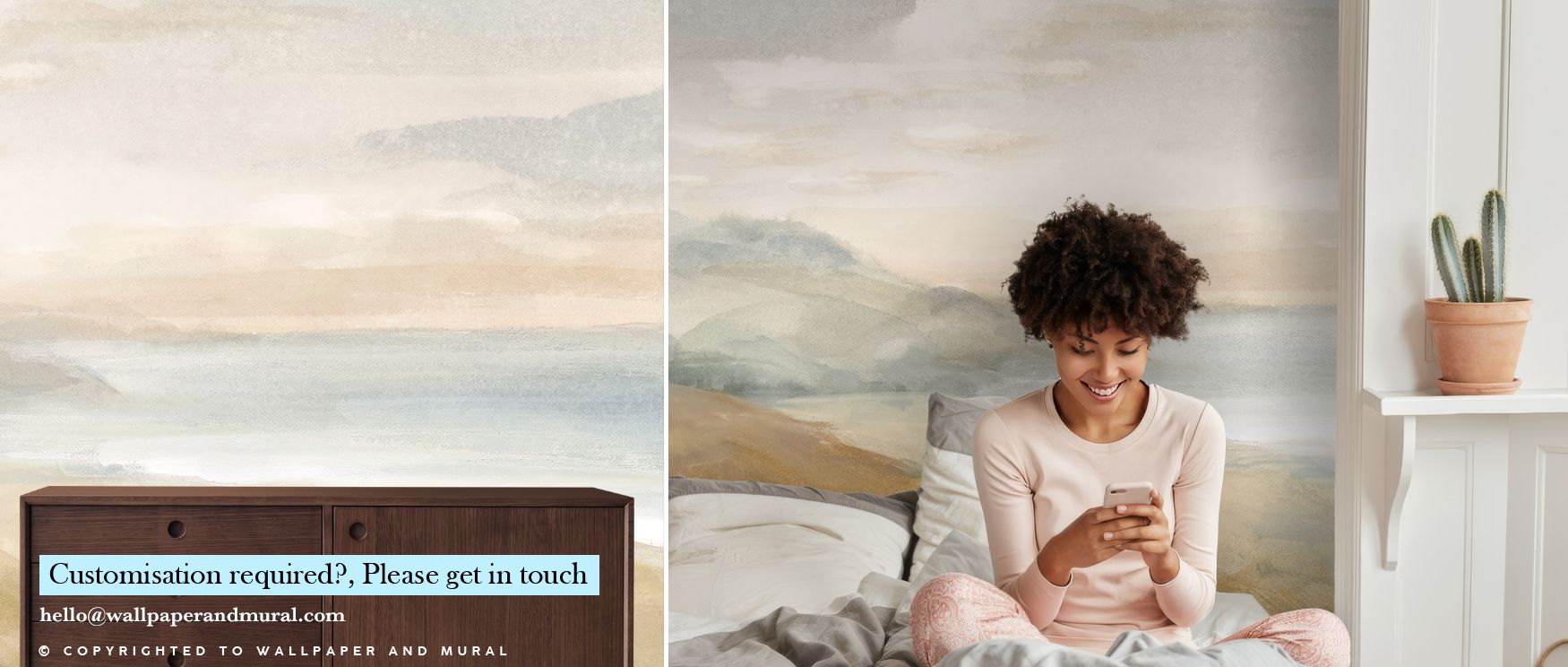 Silver light unfolds through drifting fog in Misty on the Headlands, blending elements of sea, sky, and earth. Each soft detail creates continuity and flow, transforming interiors into landscapes of thought and calm. The mural invites reflection, turning 