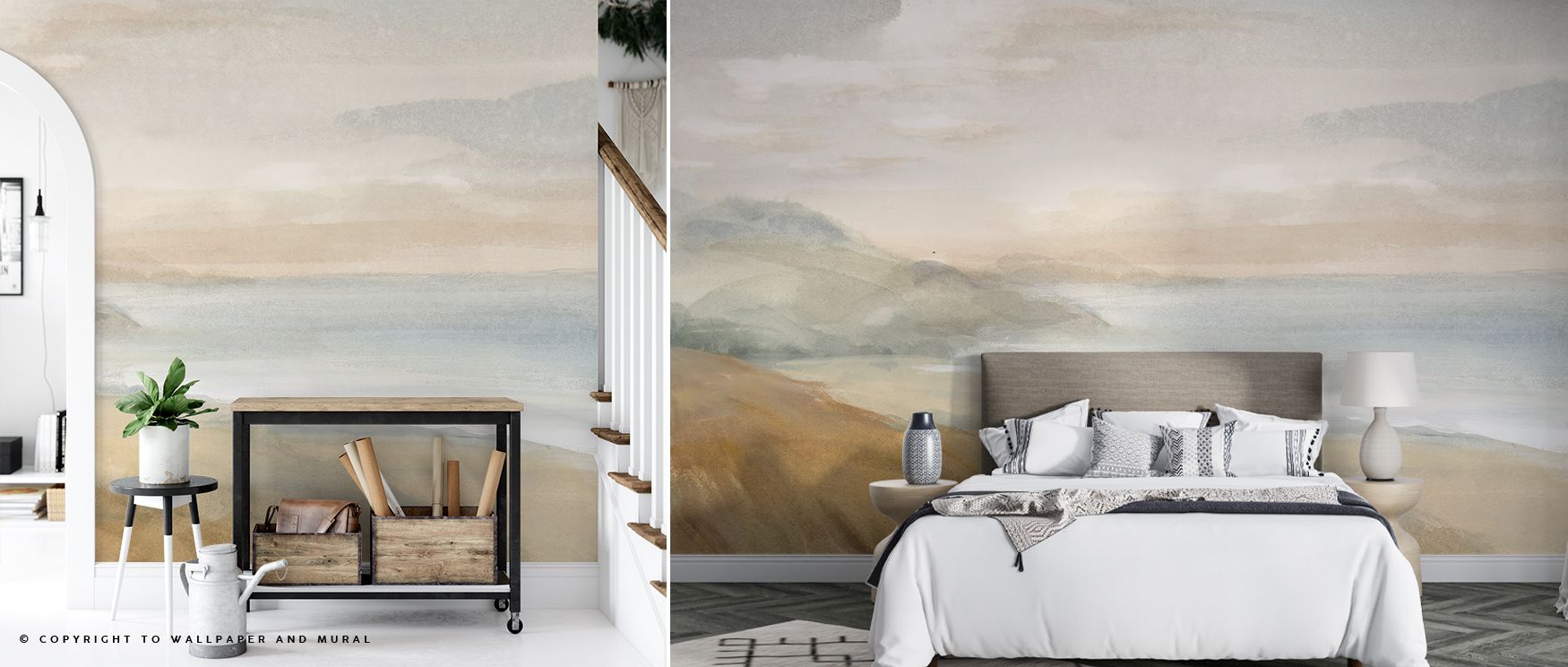Veils of mist wrap gently around cliffs in Misty on the Headlands, their outlines dissolving in light. Each transition breathes stillness, evoking the poetry of natural silence. The mural carries mood through tone, ideal for interiors seeking elegance in 
