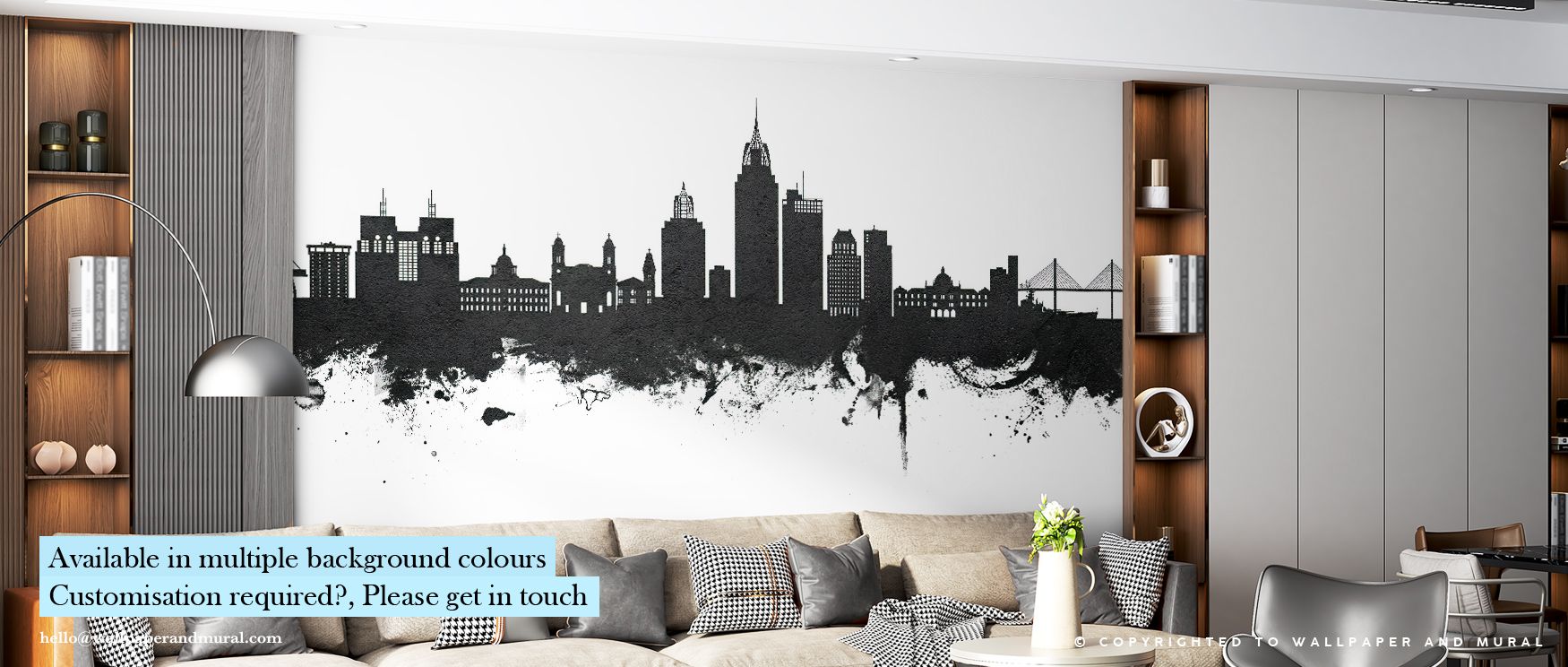 Gentle light moves across Mobile Alabama Skyline Black & White Wallpaper, revealing details in polished shades of charcoal and pearl. The composition’s gradients evoke dawn’s soft clarity, adding emotional depth to contemporary interiors. This wallpaper b