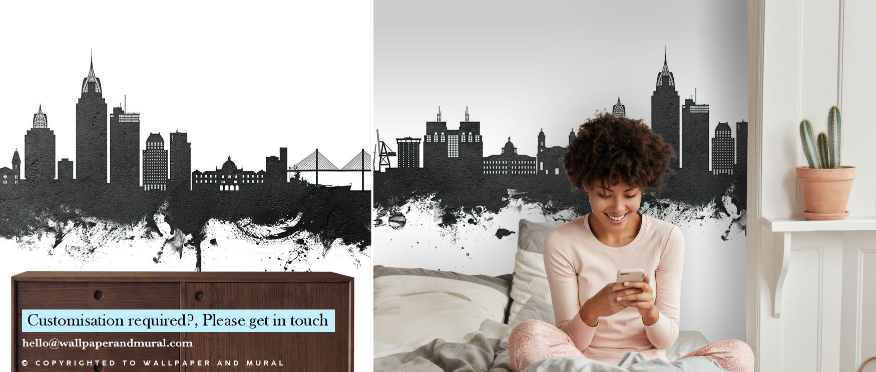 Layers of black and silver unfold across Mobile Alabama Skyline Black & White Wallpaper, illuminating the balance of geometry and grace. Each line feels deliberate, each tone harmonious. The mural captures the poetry of structure, enriching interiors with