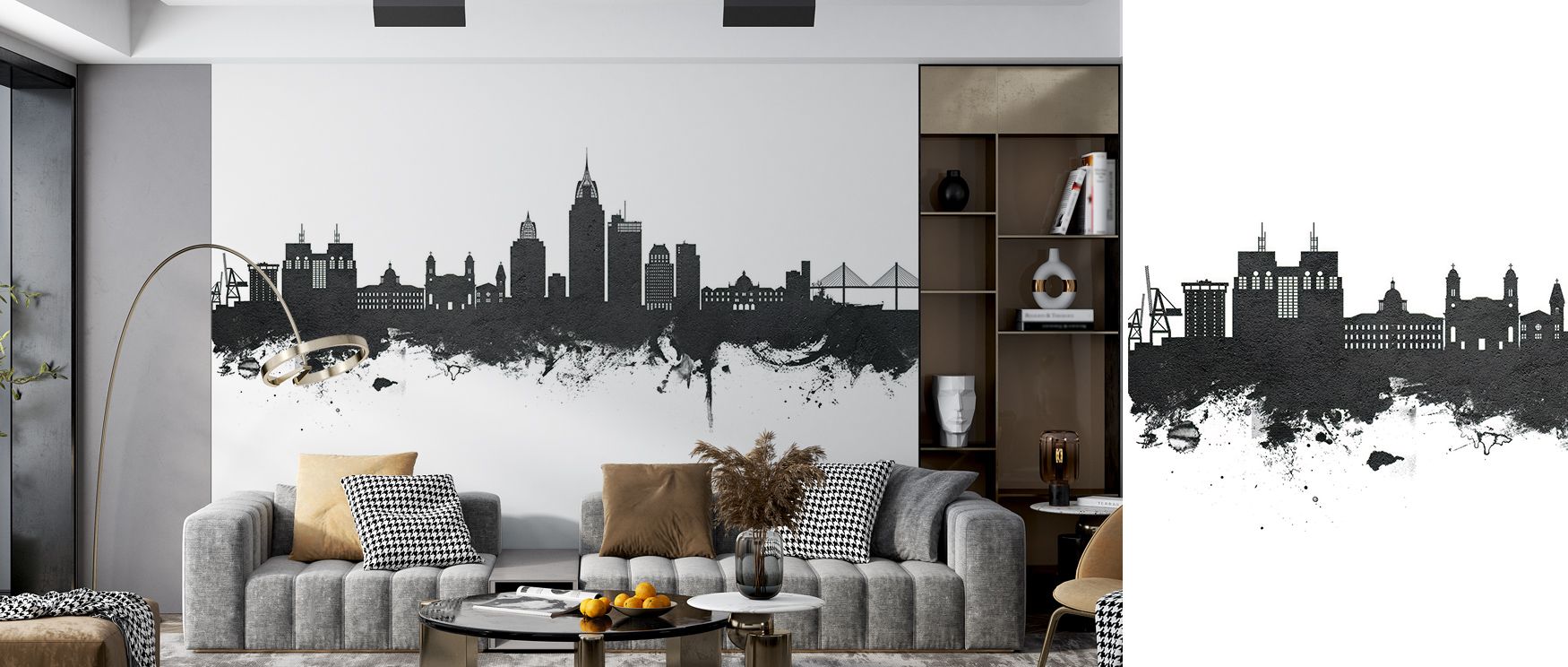 Soft layers of shadow and light shape Mobile Alabama Skyline Black & White Wallpaper, revealing elegance within minimalism. Each gradient flows naturally, adding rhythm and grace. This design becomes a visual journey through light’s quiet transitions, ide