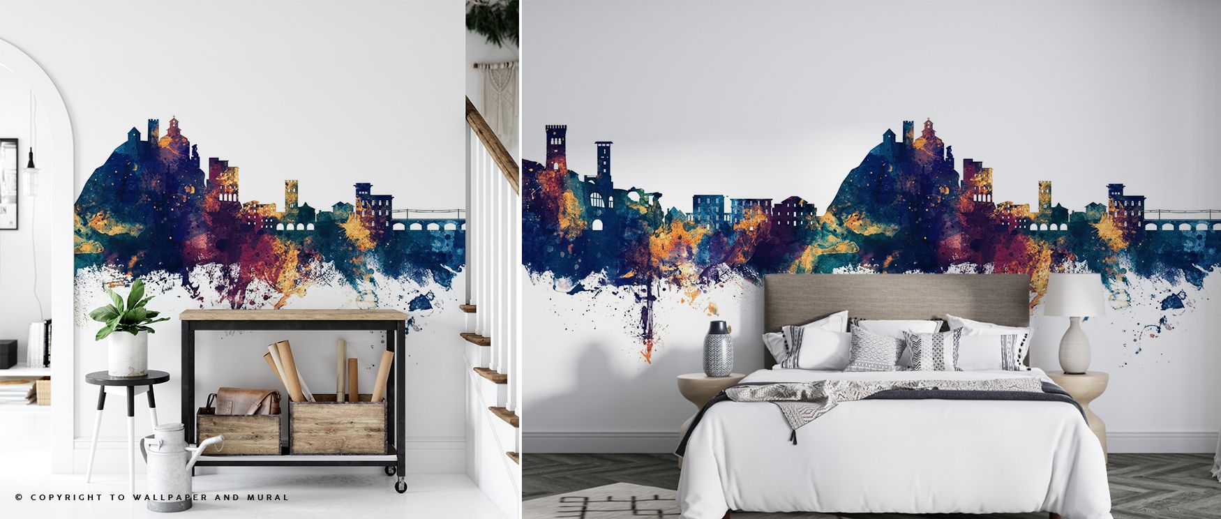 Bronze light shimmers over rooftops as Monterosso al Mare Italy Skyline Blue & Bronze Wallpaper stretches across tranquil blue. Each detail evokes calm movement, transforming interiors with balance and poise. The mural harmonizes contrast and emotion, off