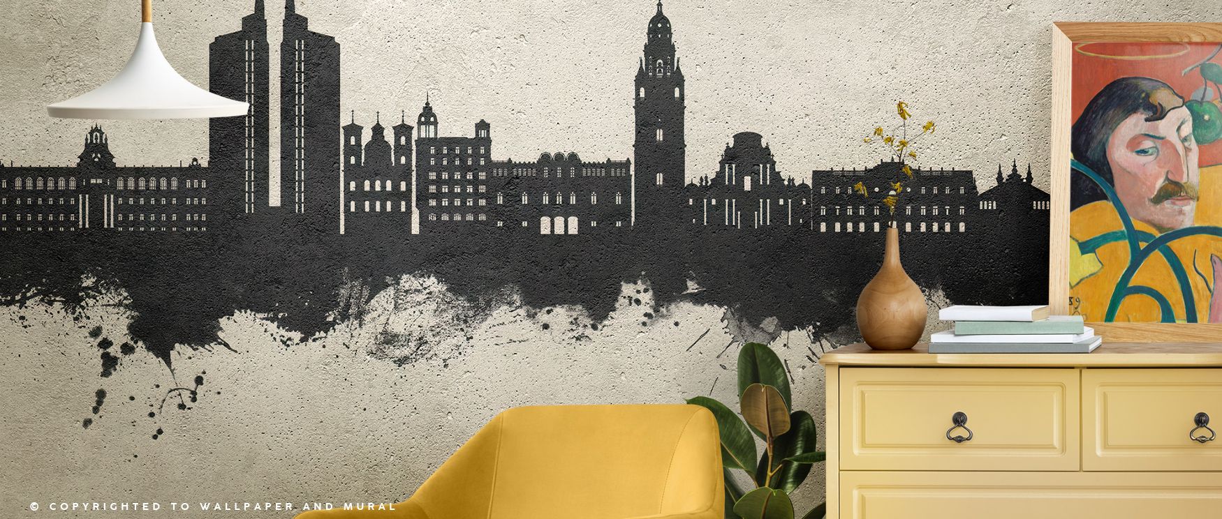 Hues of smoke and pearl drift through Murcia Spain Skyline Concrete Wallpaper, reflecting balance and restraint. The design captures the tranquility of structured form, offering interiors the calm strength of modern design. Each layer carries sophisticati