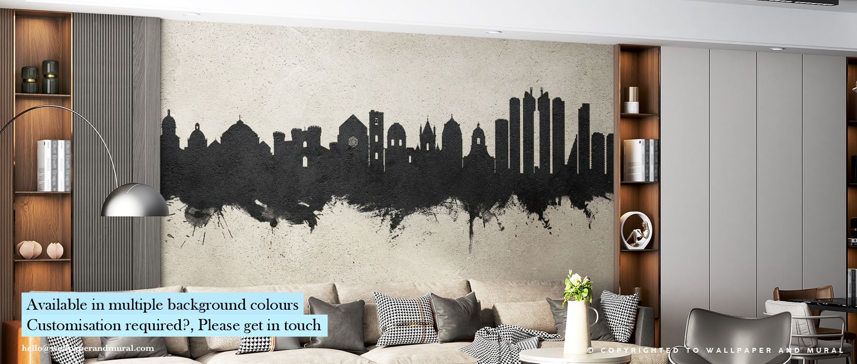 Gentle gray tones glide across Naples Italy Skyline Concrete Wallpaper, capturing balance between motion and calm. The skyline’s contours appear carved in light, adding composure and poise to modern interiors. Each surface reflects harmony, making this de