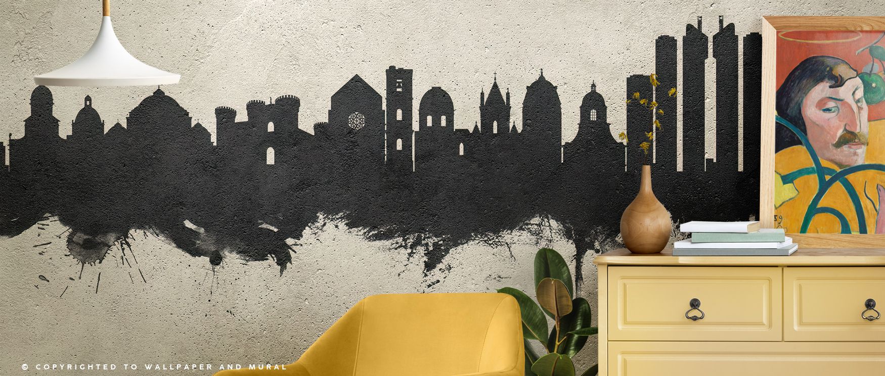 Soft fields of light flow across Naples Italy Skyline Concrete Wallpaper, expressing modern tranquility through structured grace. Each tonal shift creates rhythm and focus, enhancing interiors with contemporary calm. It transforms walls into minimalist ar