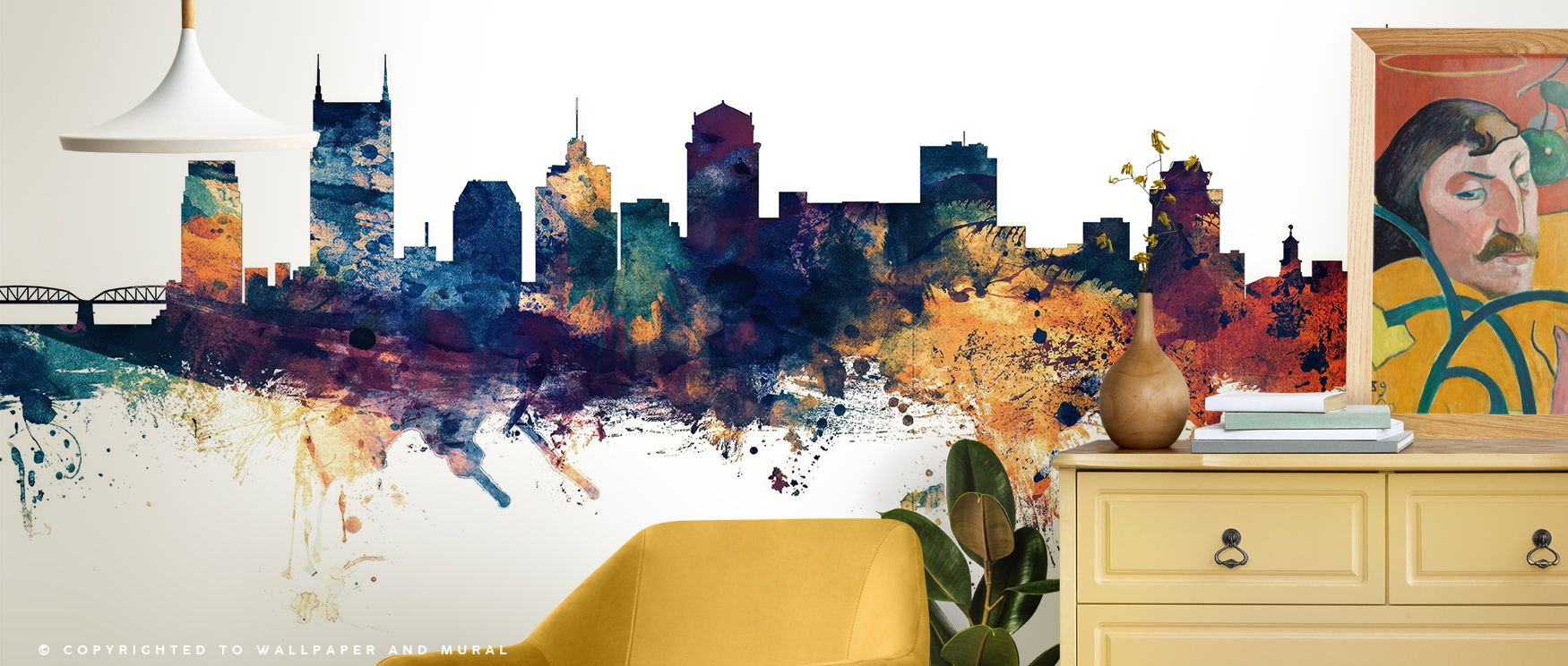 Glowing hues of blue and bronze define Nashville Tennessee Skyline Blue & Bronze Wallpaper, turning architecture into art. The mural radiates composure and motion, filling interiors with sophistication. It invites reflection, transforming walls into lumin