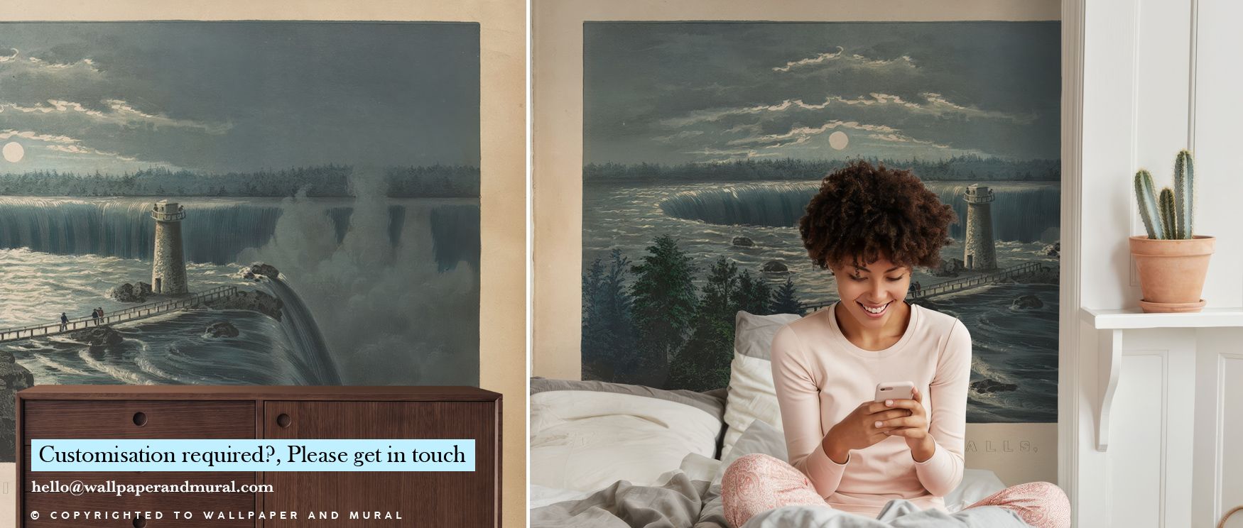 Rich textures of flowing water define Niagara Falls 1860 Wallpaper, showcasing craftsmanship and depth. Each curve feels hand-carved, reflecting nature’s movement in artistic precision. The mural adds tranquility and grandeur, enhancing interiors with a s