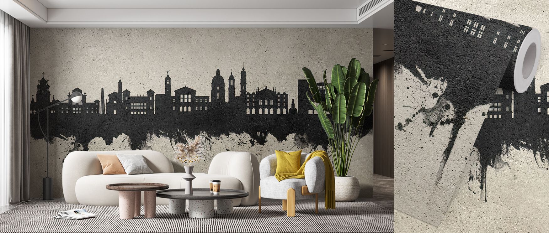 Light sweeps through Nice France Skyline Concrete Wallpaper, creating subtle shifts between texture and tone. Each silhouette glows within balance, revealing structure through delicate contrast. The mural evokes calm reflection, turning interiors into ser