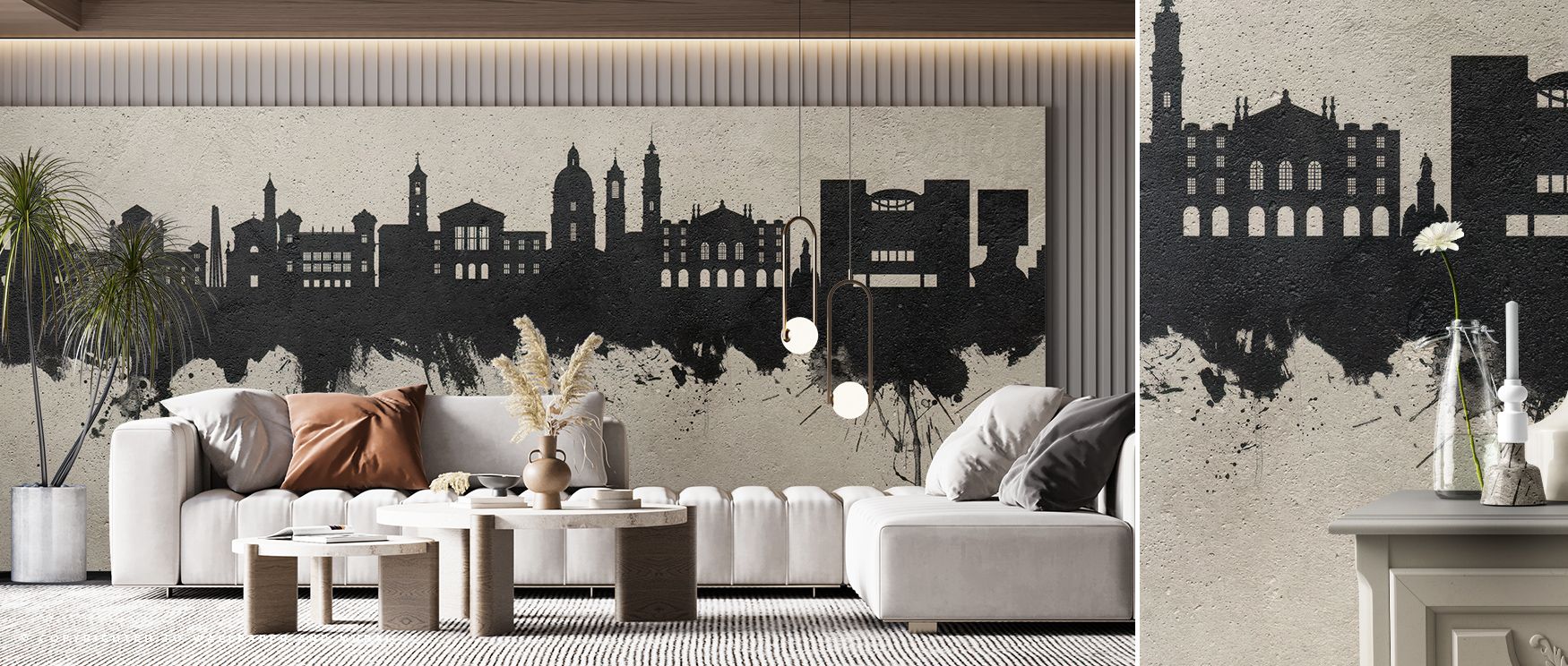 Hues of soft gray and silver form Nice France Skyline Concrete Wallpaper, merging compositional clarity with architectural rhythm. The design’s tonal range captures depth and elegance, offering interiors peace and definition. It reflects strength through 