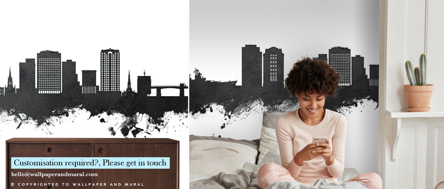 Urban silhouettes emerge in harmony within Norfolk Virginia Skyline Black & White Wallpaper, where each shape reflects balance and control. The mural’s tonal gradients express sophistication through contrast and texture, enriching interiors with contempor