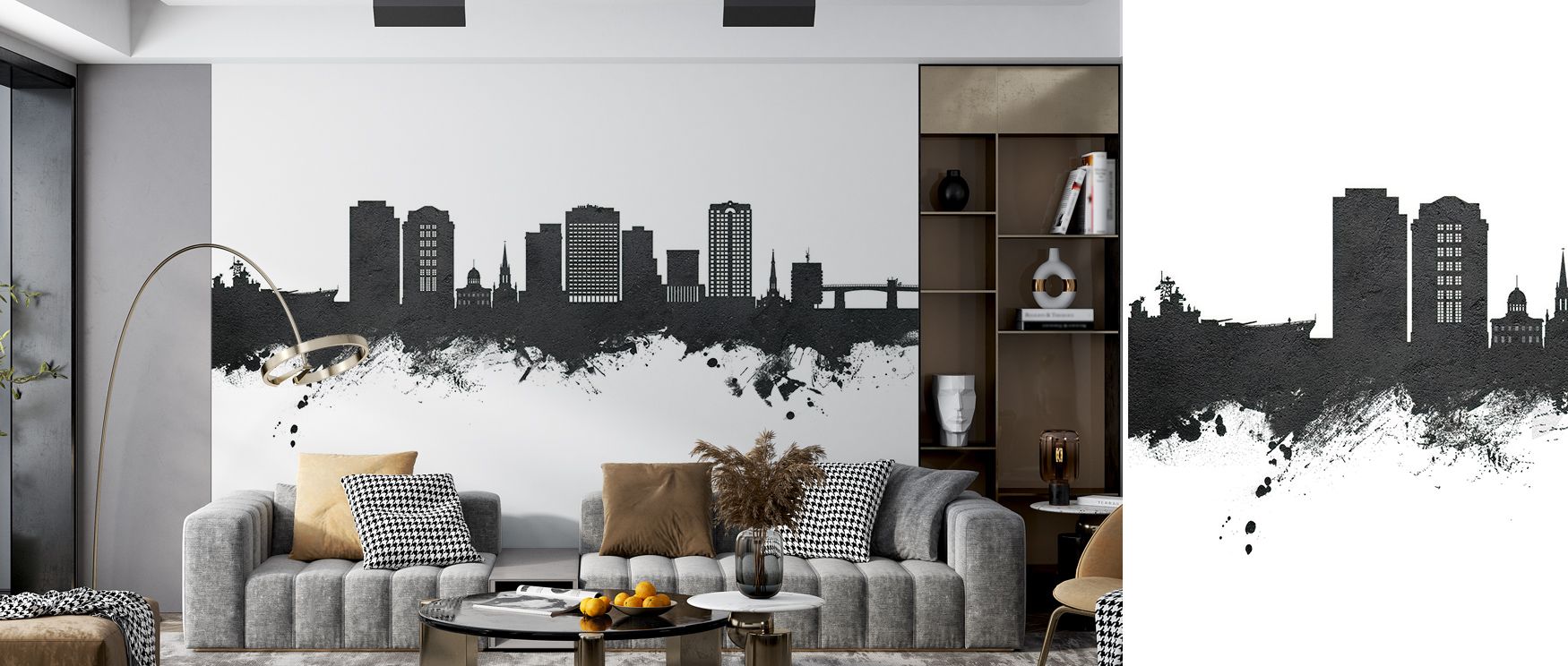 Shimmering light flows through Norfolk Virginia Skyline Black & White Wallpaper, capturing the serenity of structure. Each detail feels balanced, evoking motion and stillness. The mural enhances interiors with calm sophistication, offering tone and propor
