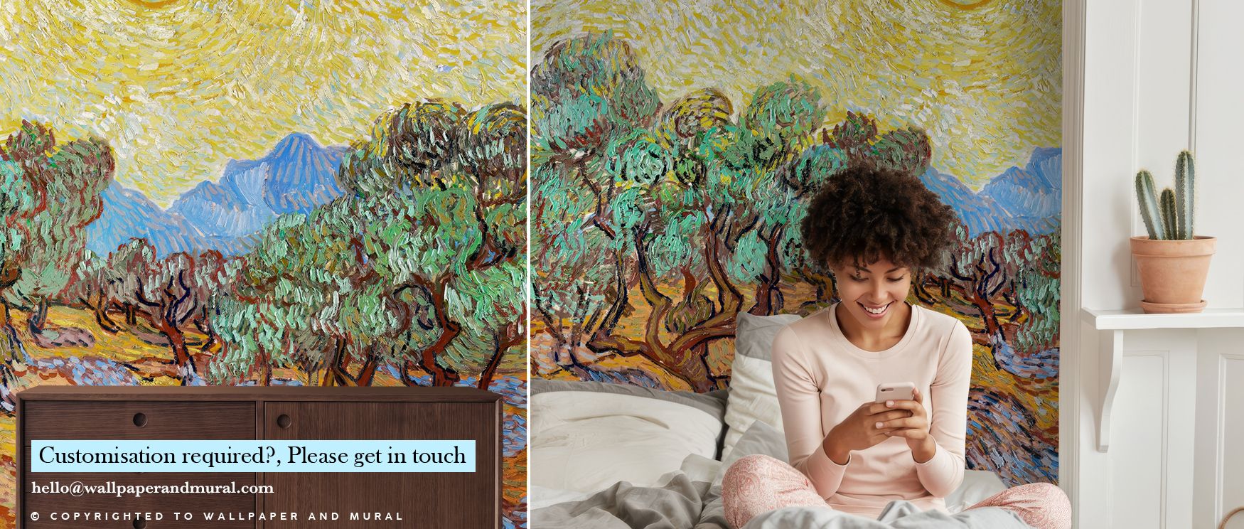 Soft olive tones ripple through Olive Trees Wallpaper, revealing delicate artistry. Each leaf captures light gracefully, creating texture and serenity. The mural exudes refinement, turning walls into peaceful landscapes of movement and stillness. Its pale