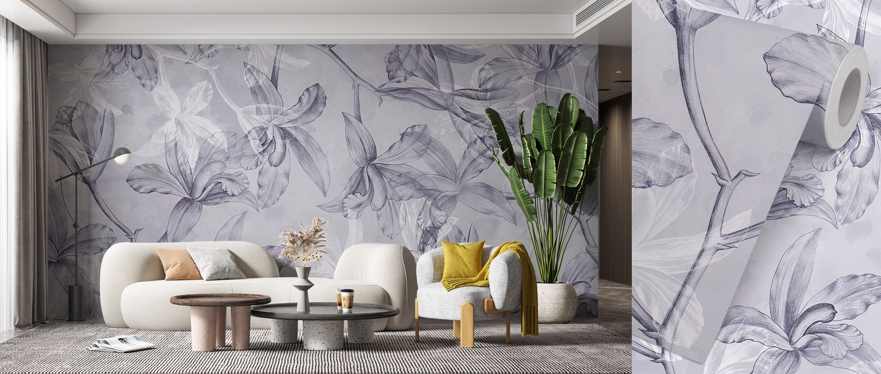 Floating serenity defines the Orchids on Water Wallpaper, where each flower rests in gentle harmony with its mirrored twin. The smooth gradients of tone reflect stillness and breath, shaping an atmosphere of poetic peace that nurtures living spaces in ser
