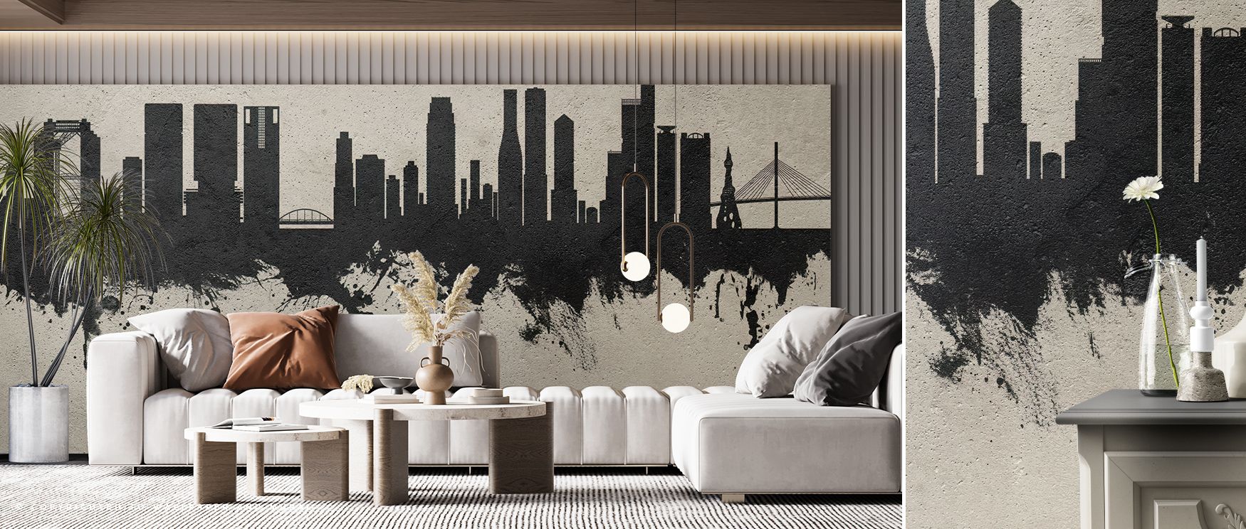 Concrete tones shimmer through Osaka Skyline Concrete Wallpaper, evoking the elegance of structure and order. Each layer adds texture and calm, creating modern depth. The design celebrates architecture’s precision, enriching interiors with clarity and rhy