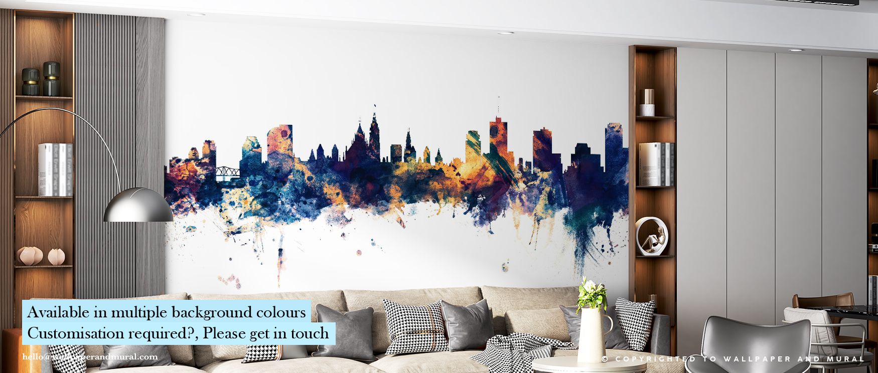 Oceanic blues flow through Ottawa Canada Skyline Blue & Bronze Wallpaper, balancing structure and texture. Each silhouette glows under gentle bronze light, offering interiors harmony and proportion. The mural captures the grace of architecture, bringing t