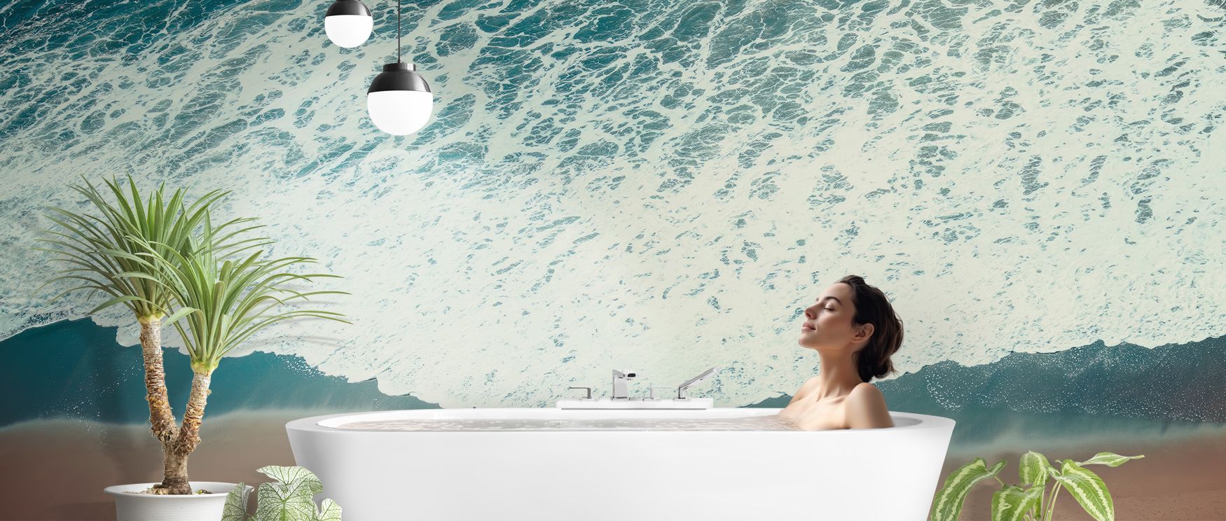 Gentle ocean hues flow through Pacific Afternoon Wallpaper, blending air and light. Each layer moves with graceful transition, reflecting coastal stillness and modern depth. The mural enriches interiors with freshness and clarity, transforming spaces into