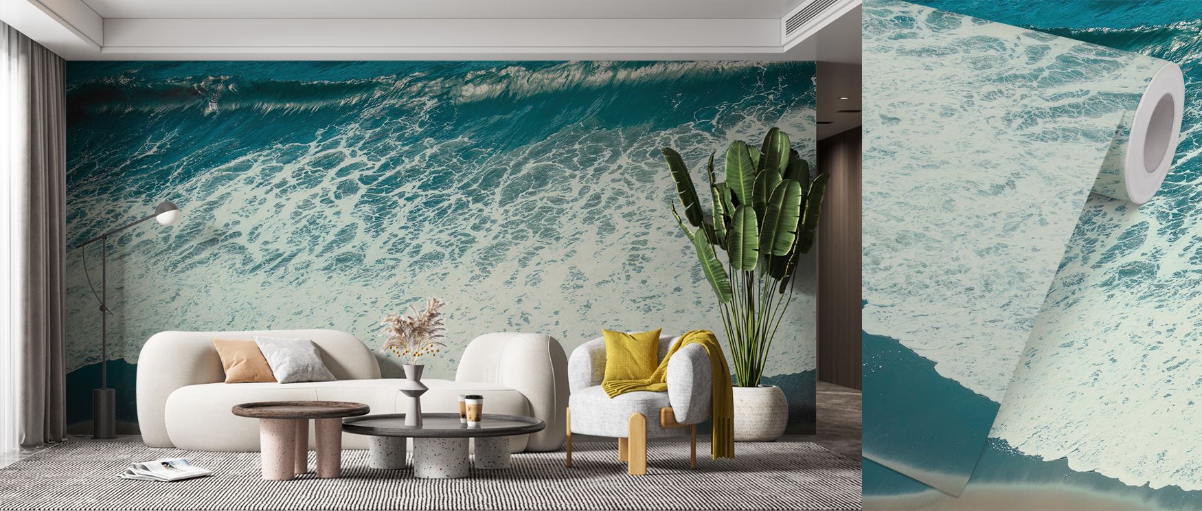 Soft cerulean hues flow within Pacific Afternoon Wallpaper, embodying clarity and rhythm. Each layer reflects movement and peace, evoking sunlight upon calm waters. The mural enhances interiors with balance, turning modern spaces into peaceful sanctuaries