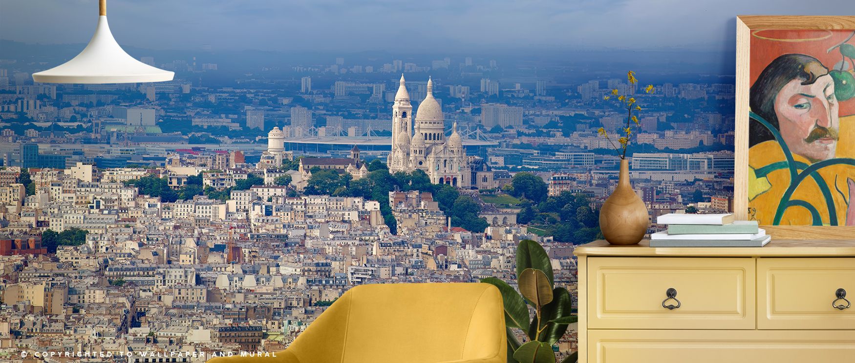 Hues of misted gray and warm pearl blend through Paris Skyline and Sacré Coeur Wallpaper, merging texture and light. Each detail feels balanced and alive, capturing serenity. The mural adds atmosphere and dimension, enriching interiors with timeless Paris