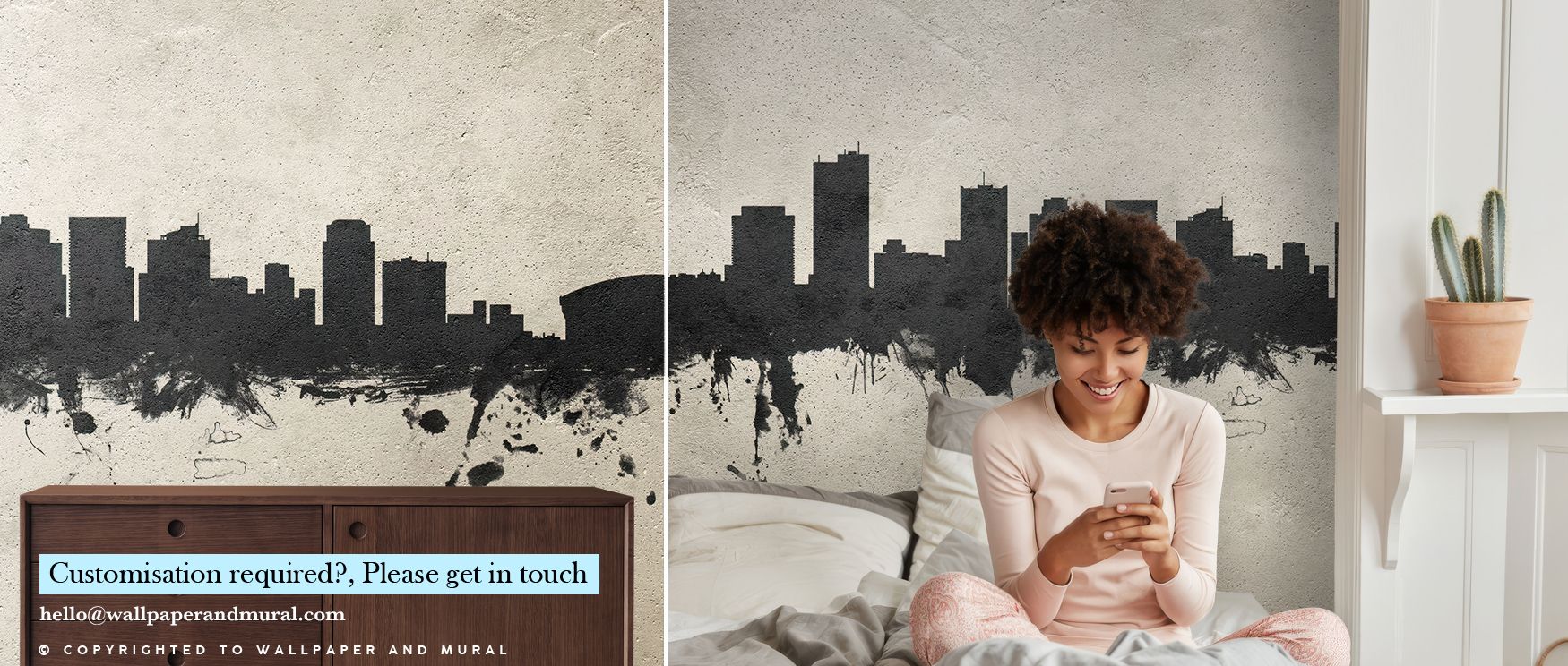 Subtle steel hues drift through Phoenix Skyline Concrete Wallpaper, forming architectural stillness. Each contour glows under soft gradients, creating motion. The mural enhances interiors with proportion and depth, evoking balance and refined urban modern