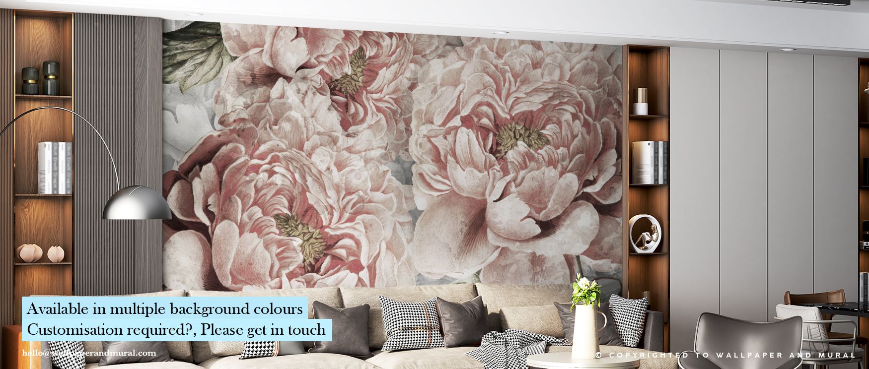 Within the Pions Dream Wallpaper, peonies shimmer in tones of rose and cream, their forms radiating quiet emotion. The mural’s balanced flow and painterly strokes weave a narrative of peace and romance, bathing cozy spaces in floral luminosity. 
